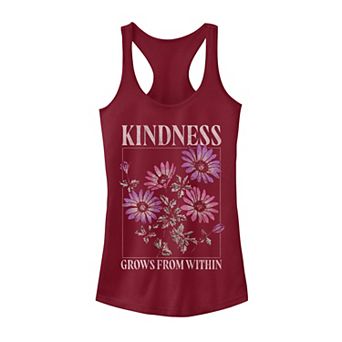 Juniors' Kindness Grows From Within Floral Racerback Tank Top