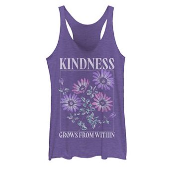 Juniors' Kindness Grows From Within Floral Racerback Tri-blend Tank Top