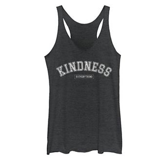Juniors' Trendy Kindness Is Everything Simple Bold Collegiate Text Racerback Tri-blend Tank Top