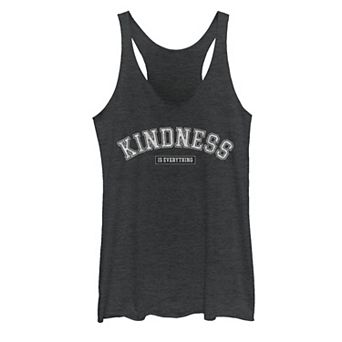 Juniors' Trendy Kindness Is Everything Simple Bold Collegiate Text Racerback Tri-blend Tank Top