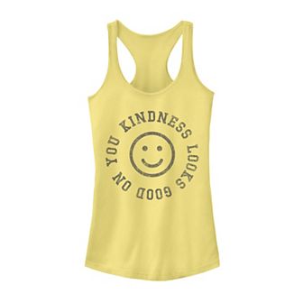 Juniors' Kindness Looks Good On You Circle Smile Racerback Tank Top