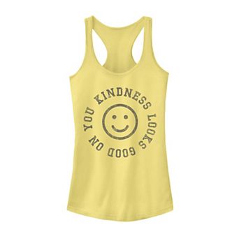 Juniors' Kindness Looks Good On You Circle Smile Racerback Tank Top