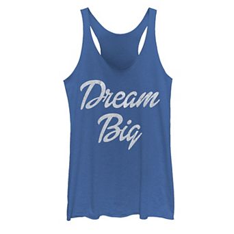 Juniors' V-Line Dream Big Center Cursive Text Racerback Tri-blend Tank Top