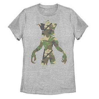 Juniors' Stranger Things Camo Demogorgon Graphic Tee