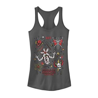 Juniors' Stranger Things Flash Sheet Monsters Racerback Graphic Tank Top