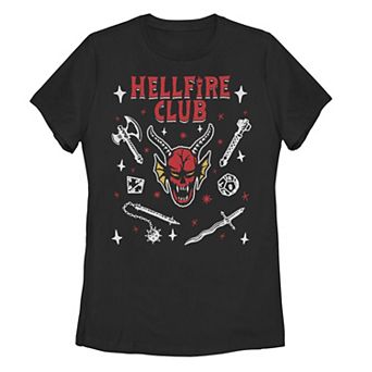 Juniors' Stranger Things "The Hellfire Club" Mace Dagger Axe Graphic Tee