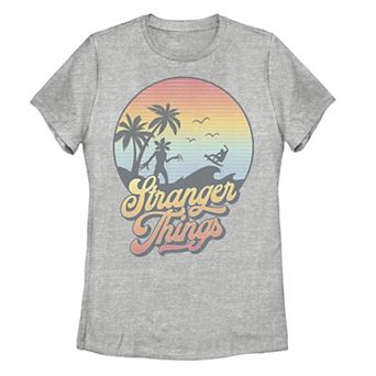 Juniors' Stranger Things Palms Surf Wave Graphic Tee
