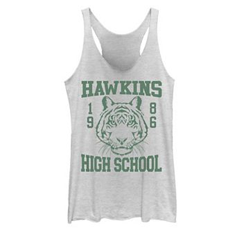 Juniors' Stranger Things Hawkins 1986 High School Graphic Racerback Tank Top