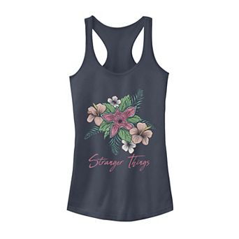 Juniors' Stranger Things Pink Flowers Graphic Racerback Tank Top