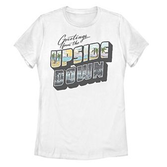 Juniors' Stranger Things Upside Down Greetings Graphic Tee