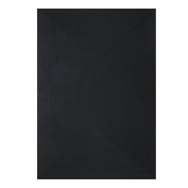 Superior Modern Rustic Bohemian Reversible Multi-Tone Braided Indoor Outdoor Area Rug, Black, 8X10FT OVL