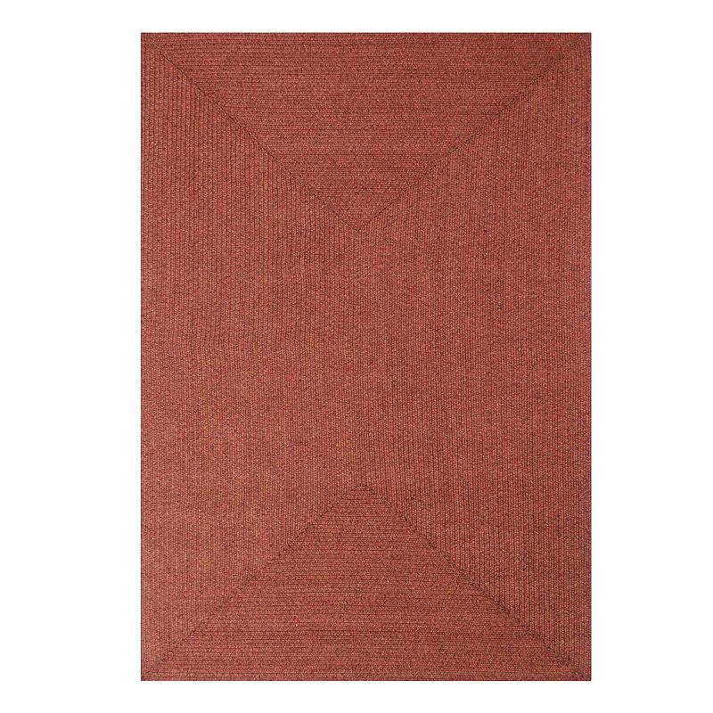 Superior Modern Rustic Bohemian Reversible Multi-Tone Braided Indoor Outdoor Area Rug, Red, 5X8FT OVAL