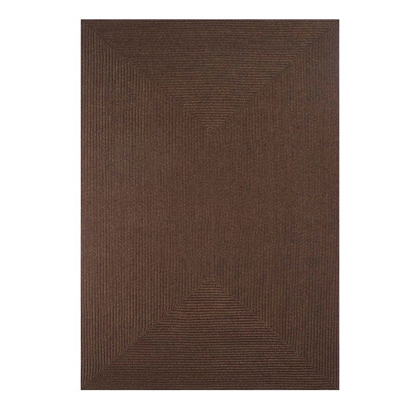 Superior Modern Rustic Bohemian Reversible Multi-Tone Braided Indoor Outdoor Area Rug, Brown, 5X8FT OVAL