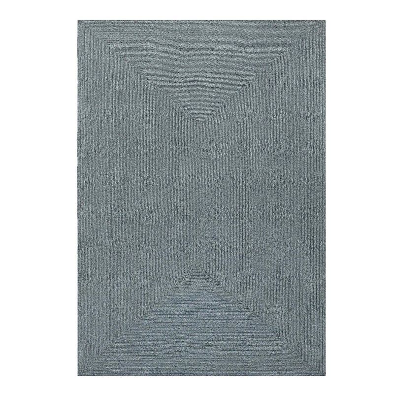 Superior Modern Rustic Bohemian Reversible Multi-Tone Braided Indoor Outdoor Area Rug, Blue, 6X9FT OVAL