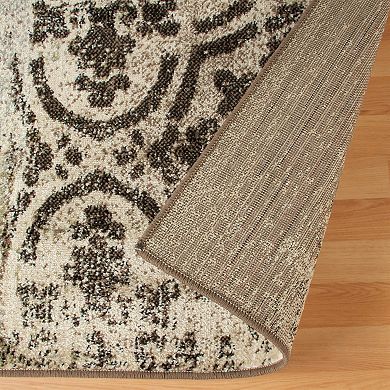 Superior Distressed Abstract Damask Indoor Area Rug