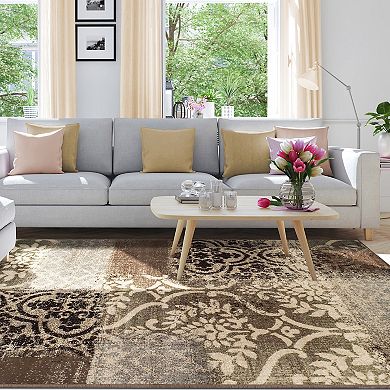 Superior Distressed Abstract Damask Indoor Area Rug