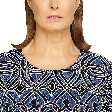 Petite Alfred Dunner Classics Biadere Puff Print Top