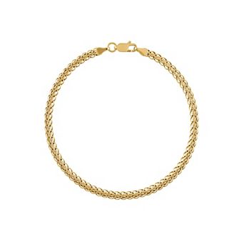 Jordan Blue Men's 14k Gold 3.55 mm Wheat Chain Bracelet