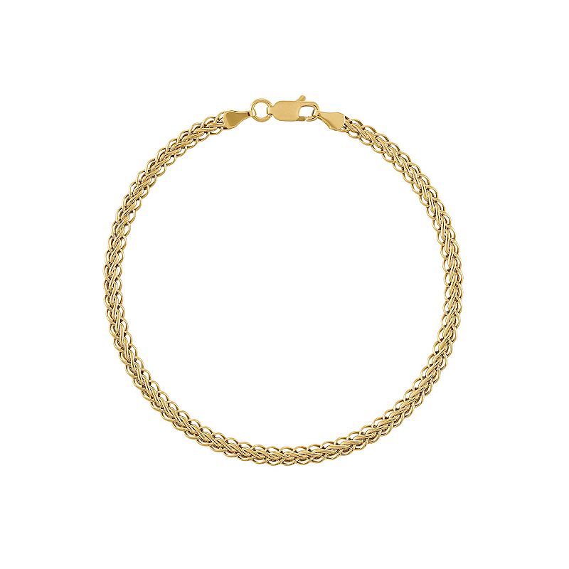 Jordan Blue Mens 14k Gold 3.55 mm Wheat Chain Bracelet, Womens, Size: 8, 