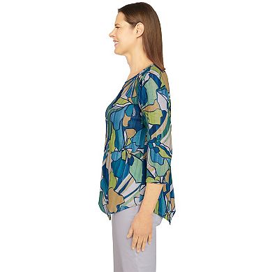Petite Alfred Dunner Classics Stained Glass Floral Print Knit Top