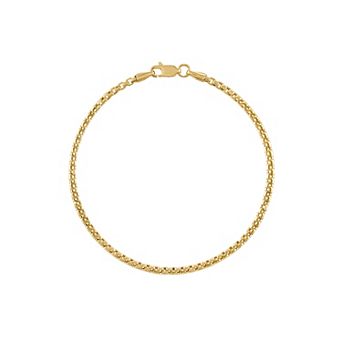 Jordan Blue Men's 14k Gold 2.45 mm Box Chain Bracelet