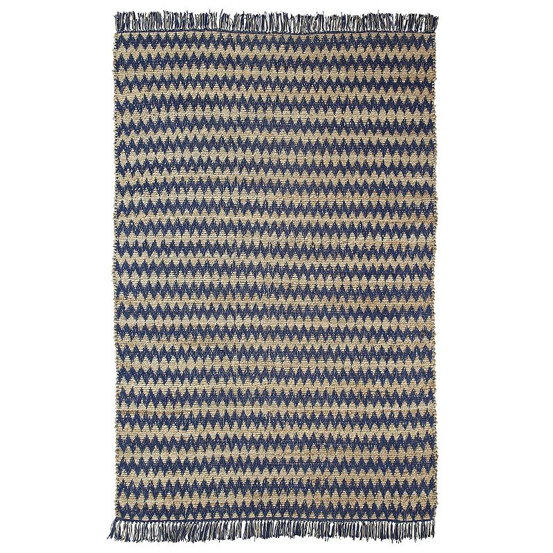 Superior Chevron Handwoven Jute & Cotton Tassel Eco-Friendly Indoor Area Rug, Multicolor, 5X8 Ft