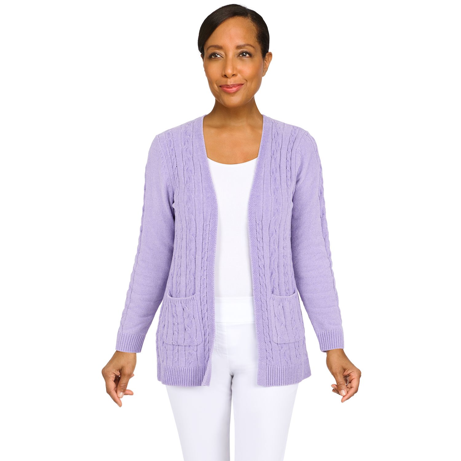 cable chenille cardigan