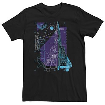 Big & Tall Disney / Pixar Lightyear Property Of Star Command Ship Schematic Tee