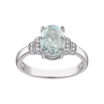 Tiara Sterling Silver Aquamarine & 1/10 Carat T.W. Diamond Ring