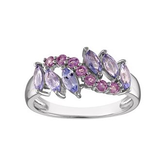 Tiara Sterling Silver Amethyst & Tanzanite Ring