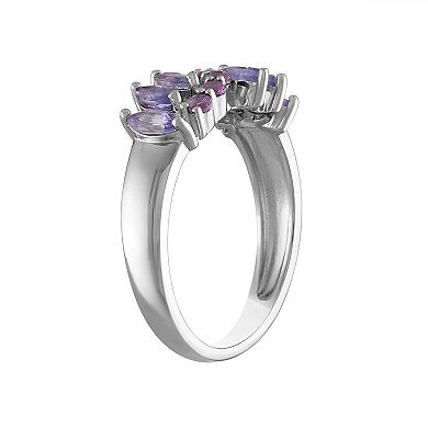Tiara Sterling Silver Amethyst & Tanzanite Ring
