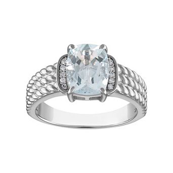 Tiara Sterling Silver Aquamarine & Diamond Accent Ring