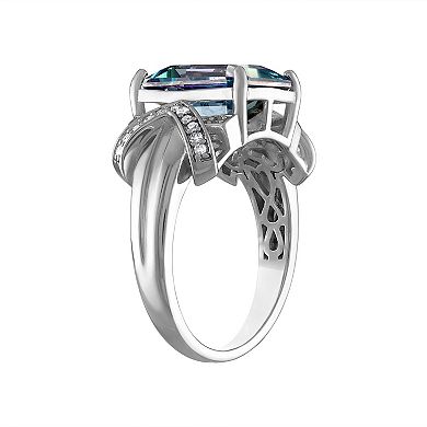 Tiara Sterling Silver Mystic Topaz & 1/8 Carat T.W. Diamond Ring