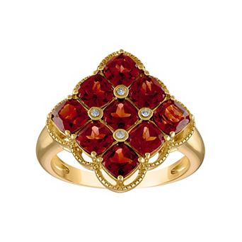 Tiara 14k Gold Over Silver Garnet & Diamond Accent Ring