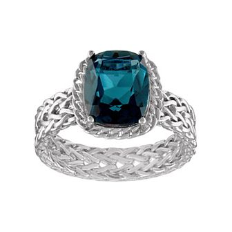 Tiara Sterling Silver London Blue Topaz Byzantine Ring