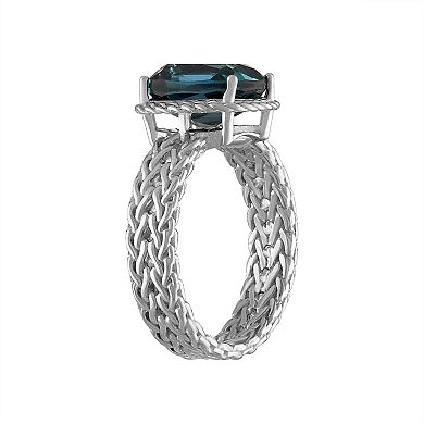 Tiara Sterling Silver London Blue Topaz Byzantine Ring
