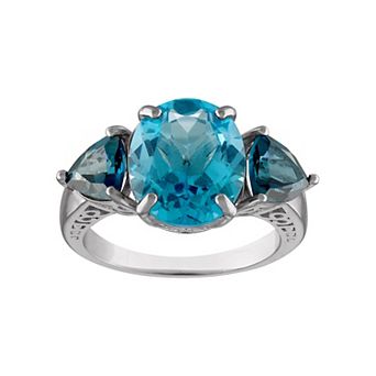 Tiara Sterling Silver London & Swiss Blue Topaz Ring
