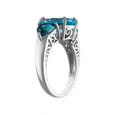 Tiara Sterling Silver London & Swiss Blue Topaz Ring