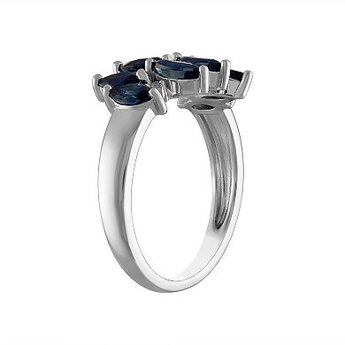 Tiara Sterling Silver Sapphire & Diamond Accent Ring