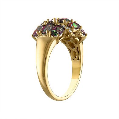 Tiara 14k Gold Over Silver Mystic Fire Topaz & Diamond Ring