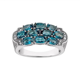 Tiara Sterling Silver London Blue Topaz & Diamond Accent Ring