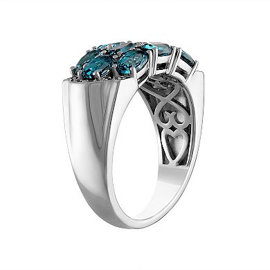 Tiara Sterling Silver London Blue Topaz & Diamond Accent Ring