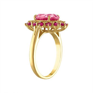 Tiara 14k Gold Over Silver Pink Topaz Ruby & Diamond Accent Ring