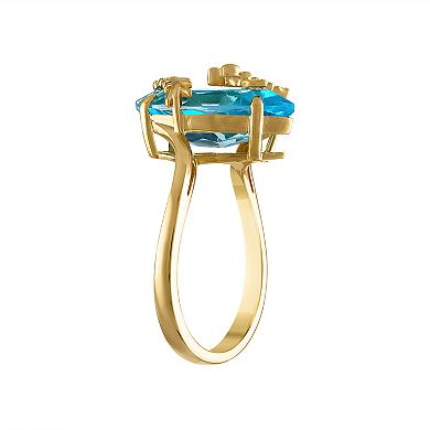 Tiara 14k Gold Over Silver Swiss Blue Topaz Dragonfly Ring