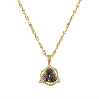 Tiara 14k Gold Over Sterling Silver Mystic Topaz & Diamond Accent Pendant