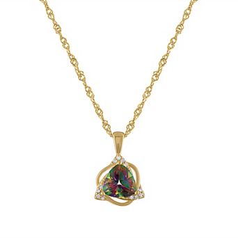 Tiara 14k Gold Over Sterling Silver Mystic Topaz & Diamond Accent Pendant