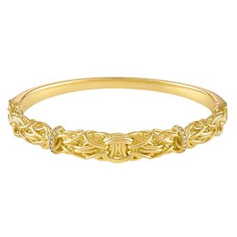 Tiara 14k Gold Over Silver Diamond Accent Byzantine Bangle Bracelet