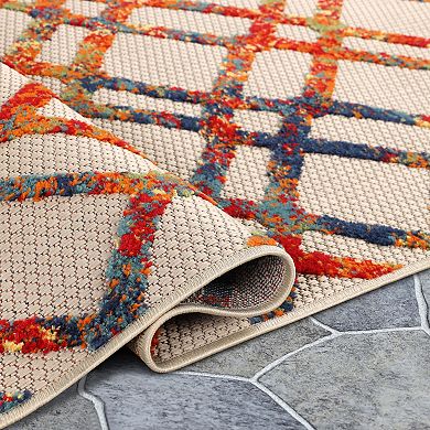 Superior Geometric Modern Diamond Lattice Indoor Outdoor Area Rug