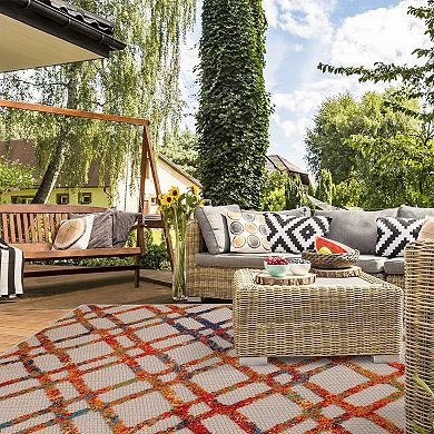 Superior Geometric Modern Diamond Lattice Indoor Outdoor Area Rug