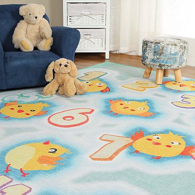 Superior Playtime Numbers Vibrant Patterned Kids Non-Slip Rug
